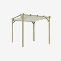 Pergola PATAGONIE avec voile d'ombrage sur fond blanc, vue de 3/4