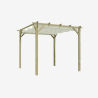 Pergola PATAGONIE avec voile d'ombrage sur fond blanc, vue de 3/4