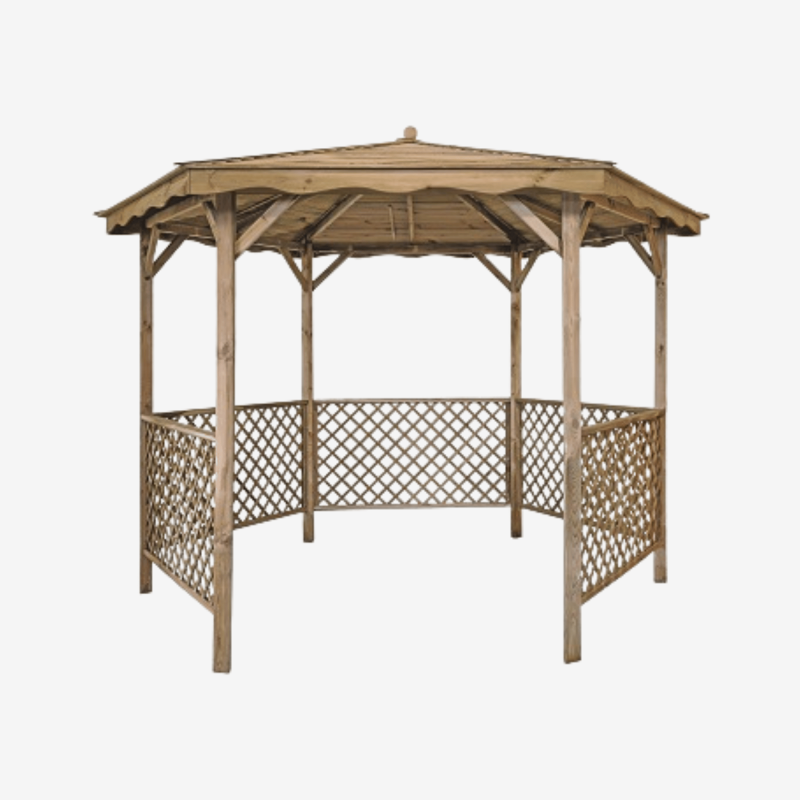 Kiosque de jardin LORA sur fond blanc, vue de face