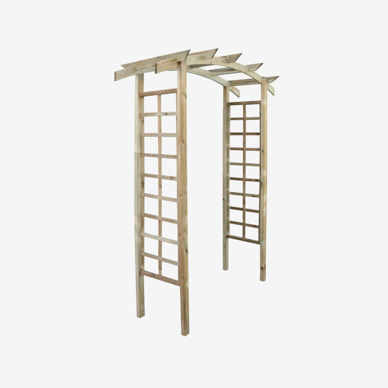 Arche de jardin arquée LUNA sur fond blanc, vue de 3/4