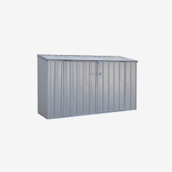 Abri de jardin en métal Cerland Fraser2Bike gris avec porte fermée vue de 3/4