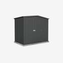 Abri de jardin en métal Cerland Fraser 3,2 m² noir avec porte fermée vue de 3/4