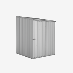 Abri de jardin en métal Cerland Cooper 2,3 m² gris avec porte fermée vue de 3/4