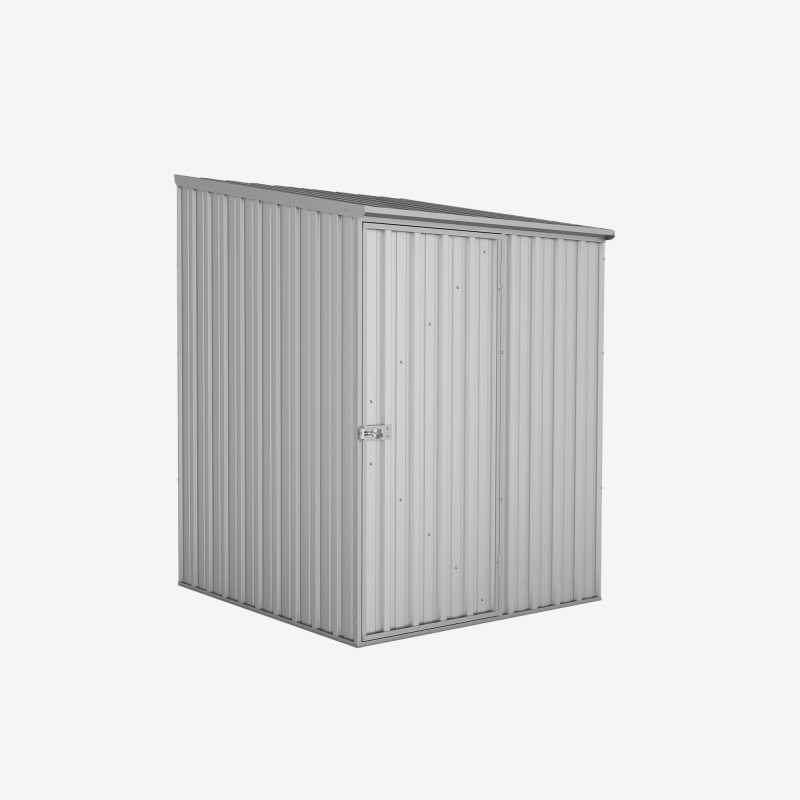 Abri de jardin en métal Cerland Cooper 2,3 m² gris avec porte fermée vue de 3/4