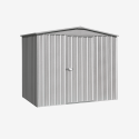 Abri de jardin en métal Cerland Fraser 4,8 m² gris avec porte fermée vue de 3/4