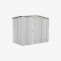 Abri de jardin en métal Cerland Fraser 3,2 m² gris avec porte fermée vue de 3/4