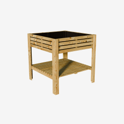 Carré potager surélevé en bois KUB 90L, vue de 3/4 sur fond blanc