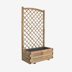Bac à fleurs en bois rectangulaire en bois avec treillis et intérieur en acier galvanisé