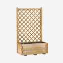 Bac à fleurs en bois rectangulaire avec treillis, idéale pour les fleurs grimpantes