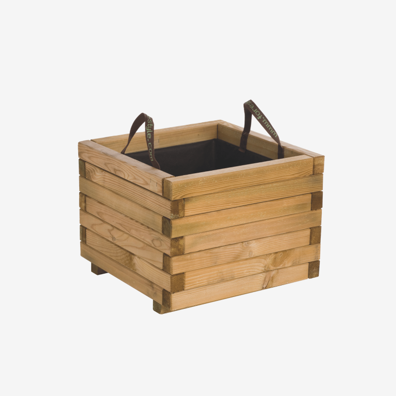 Bac à fleurs carré Baroque 58L vue de 3/4 sur fond blanc