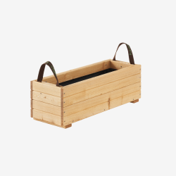 Bac à fleurs en bois rectangulaire freya avec deux poignets Vue de 3/4