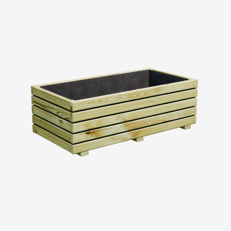 Bac à fleurs KUB  rectangle 60L vue de 3/4