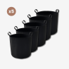 Lot de 5 sacs de plantation en feutre géotextile ø 40 cm Noir vue de face sur fond blanc