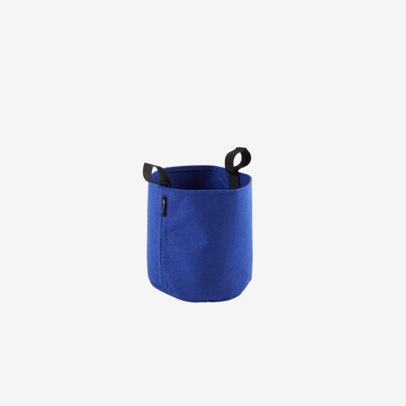 Sac plantation feutre géotextile ø 25 cm  bleu vue de 3/4 sur fond blanc
