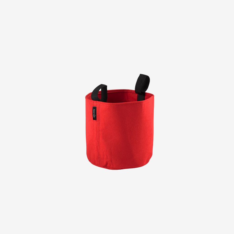 Sac plantation feutre géotextile ø 25 cm rouge  vue de face sur fond blanc