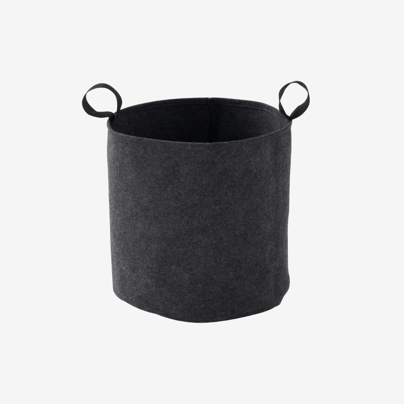 Sac plantation feutre géotextile ø 35 cm gris anthracite vue de face sur fond blanc