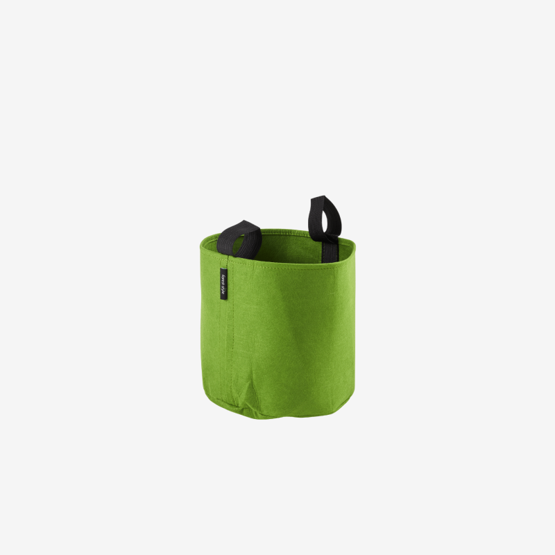 Sac plantation feutre géotextile ø 25 cm vert vue de face sur fond blanc
