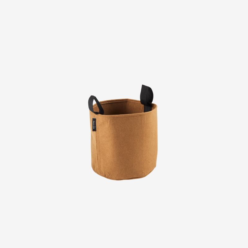 Sac plantation feutre géotextile ø 25 cm marron vue de face sur fond blanc