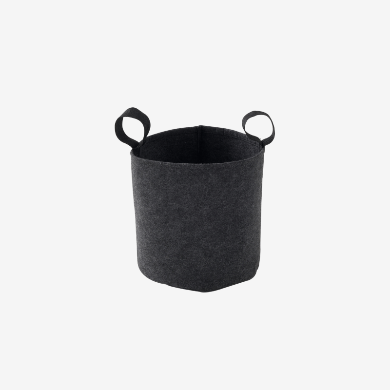 Sac plantation feutre géotextile ø 25 cm Gris Anthracite  vue de face sur fond blanc