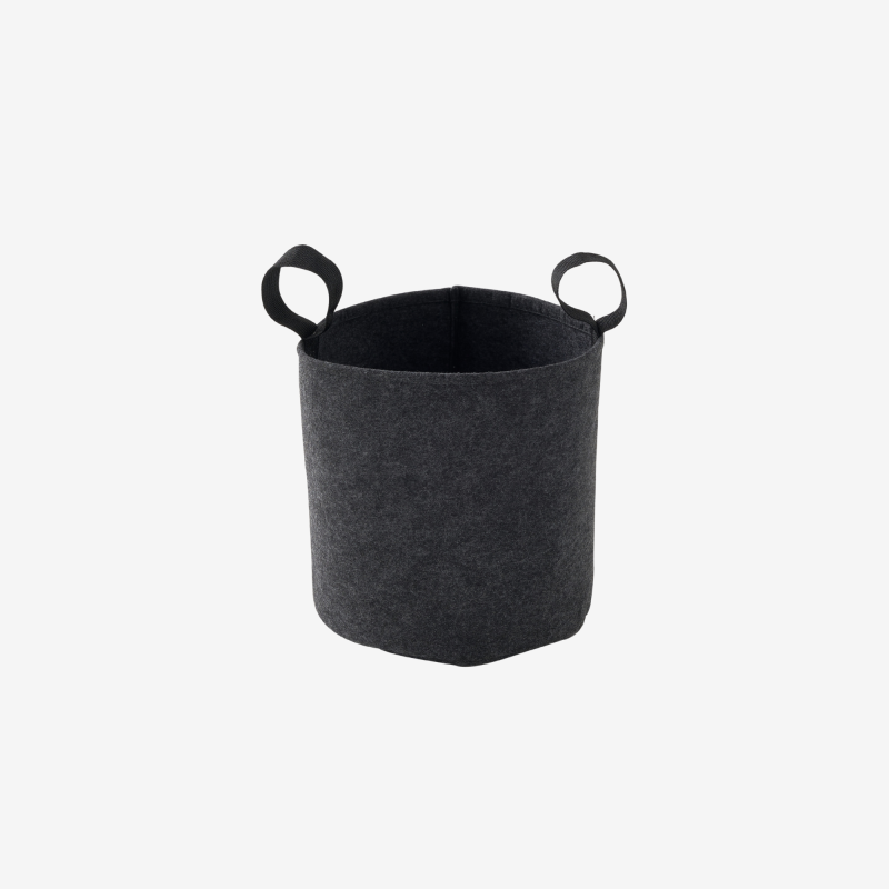 Sac plantation feutre géotextile ø 25 cm Gris Anthracite  vue de face sur fond blanc
