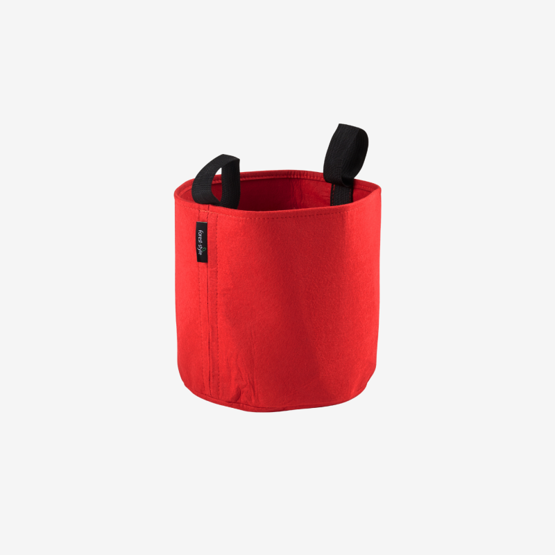 Sac plantation feutre géotextile ø 25 cm rouge  vue de face sur fond blanc