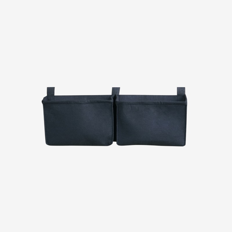 Balconnière 2 sacs noirs en feutre géotextile, vue de face sur fond blanc
