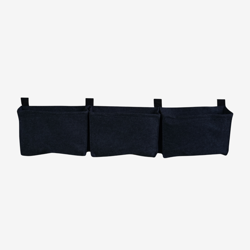 Balconnière 3 sacs noirs en feutre géotextile, vue de face sur fond blanc