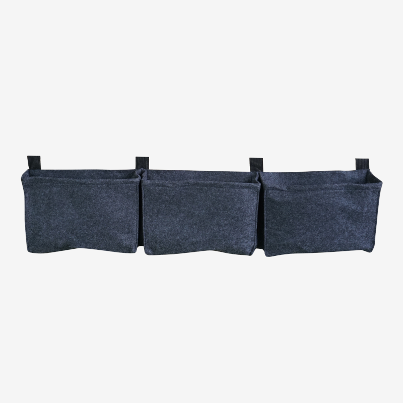 Balconnière 3 sacs gris anthracite en feutre géotextile, vue de face sur fond blanc