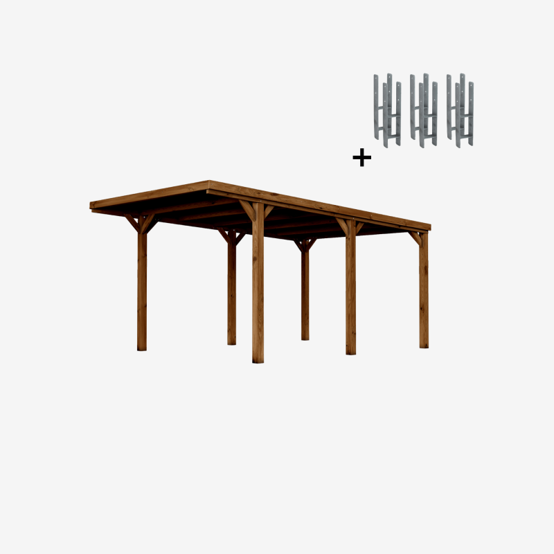 Carport simple Victor vue de 3/4 avec ses supports en H inclus