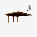 Carport double adossable Victor, vue de 3/4 et ses supports en H inclus