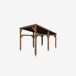 Structure carport en bois Elio, vue de 3/4