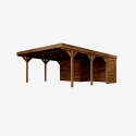 Carport double Léon avec annexe, vue de 3/4