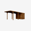 Carport Léon avec annexe, vue de 3/4