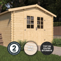 Abri de jardin en bois avec toiture en feutre bitumé