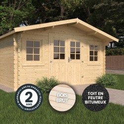 Abri de jardin en bois avec toiture en feutre bitumé