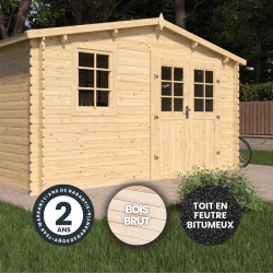 Abri de jardin en bois avec toiture en feutre bitumé