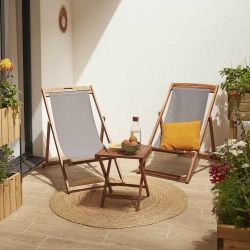 Table basse de jardin pliante en Acacia - Ambiance