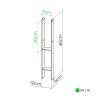 Schéma avec les dimensions exactes du support à sceller H largeur 10 en acier galvanisé