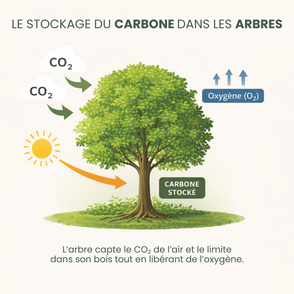 Schéma de stockage du carbone dans l’arbre